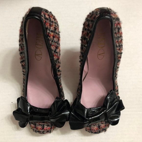 RED Valentino patent bow & tweed heels - Picture 7 of 12
